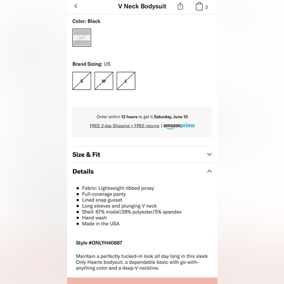 Only Hearts Ribbed Bodusuit Tees BLACK and WHITE avail - Picture 10 of 10